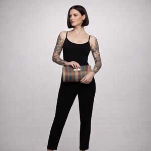 Stuart Weitzman Rainbow Woven Clutch Shoulder Bag